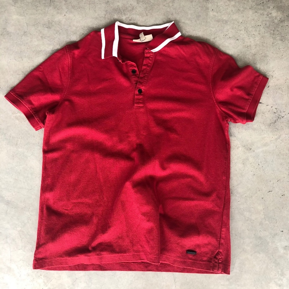 BURBERRY POLO SHIRT - MENS - MEDIUM - RED